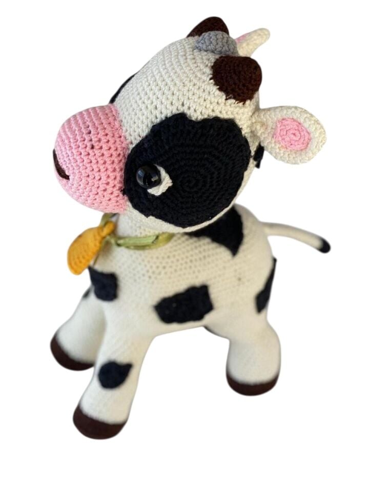 El Örgülü Oyuncak İnek (Doğal İpten)